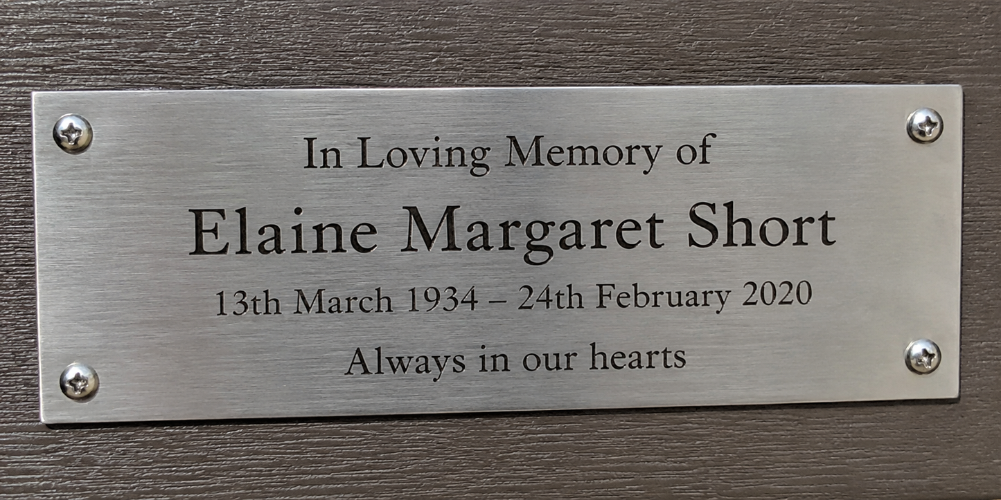 Stainless Steel Bench Plaque