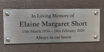 Stainless Steel Bench Plaque